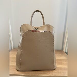 Italian Leather Backpack in Beige